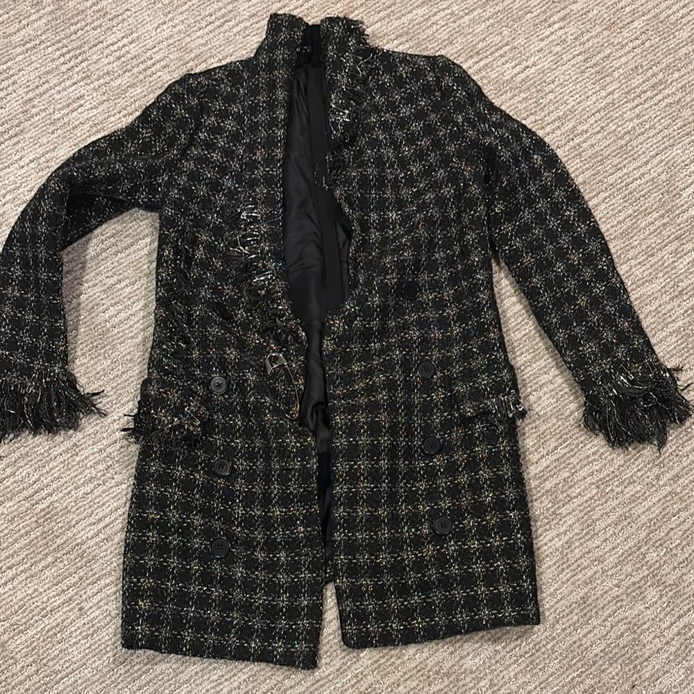 Sonia Rykiel Black Tweed Coat
